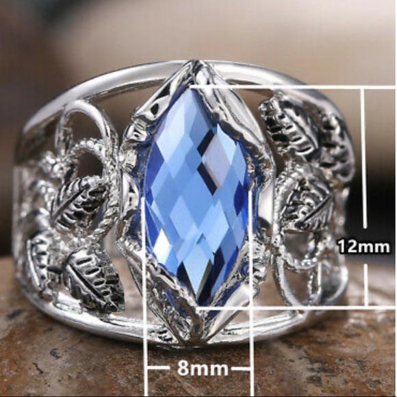 NEW 925 Sterling Silver Blue Stone Ring - Picture 10 of 14